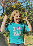 Kid's I Really Like NJ T-Shirt Scuba Blue w/Pink